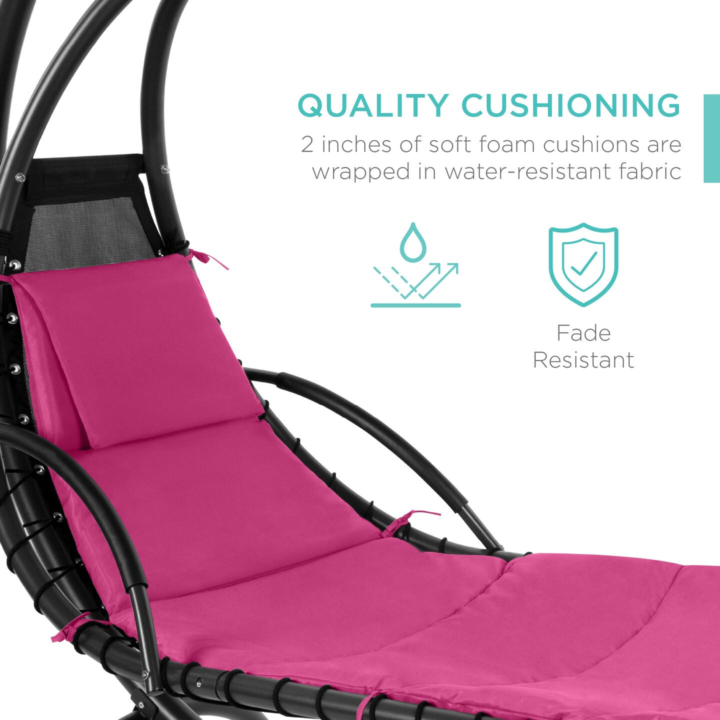 Best Choice Products Hanging Curved Chaise Lounge Chair Swing for Backyard, Patio w/ Pillow, Shade, Stand
