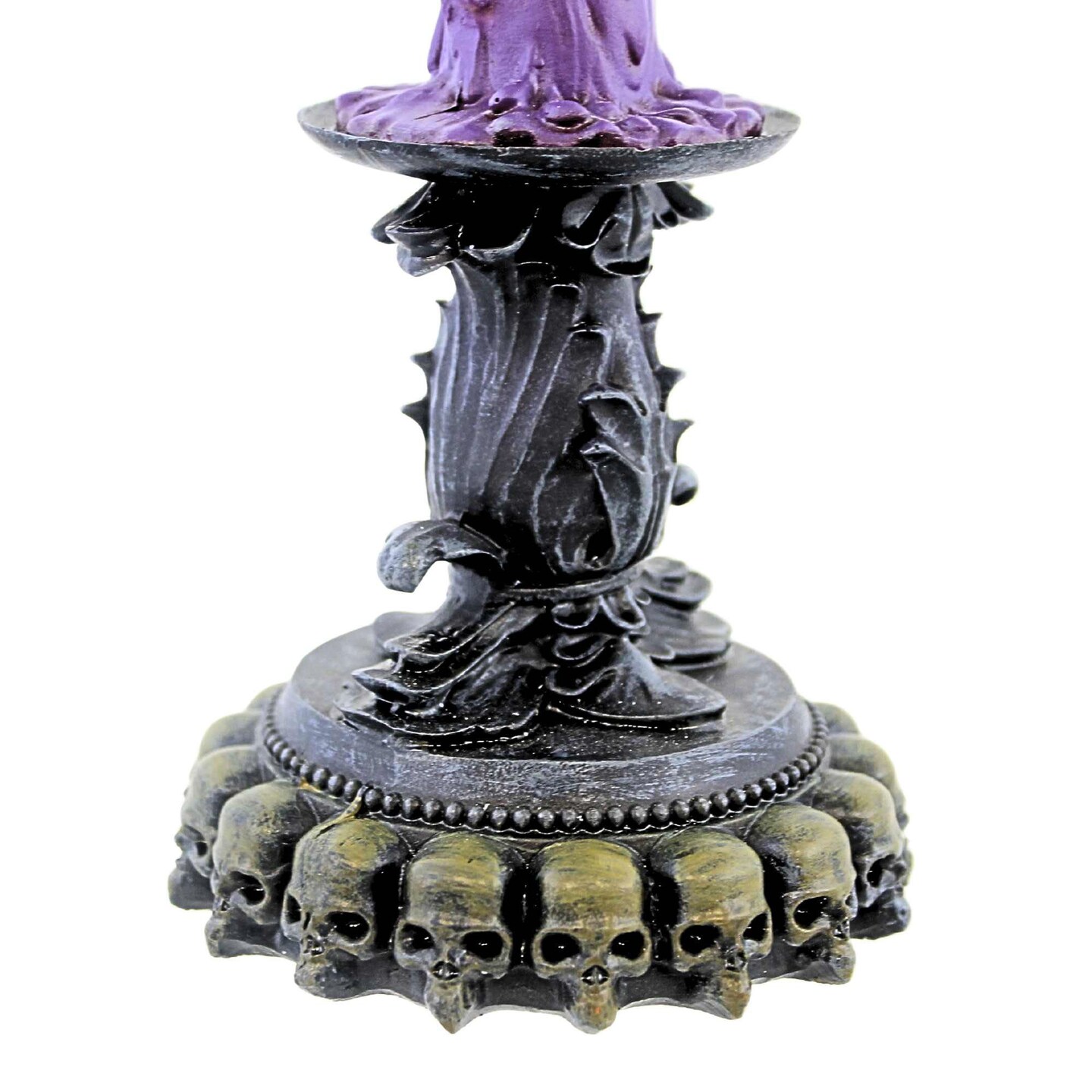 Roman 9.0 Inch Spooky Candle Purple Halloween Figurine , Lighted Halloween Decor Halloween Light