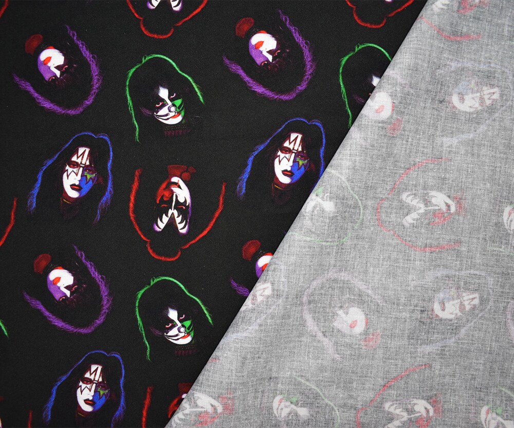 Black-Purple-Multi Cotton Kiss Printed Quilting Woven Fabric By the Yard