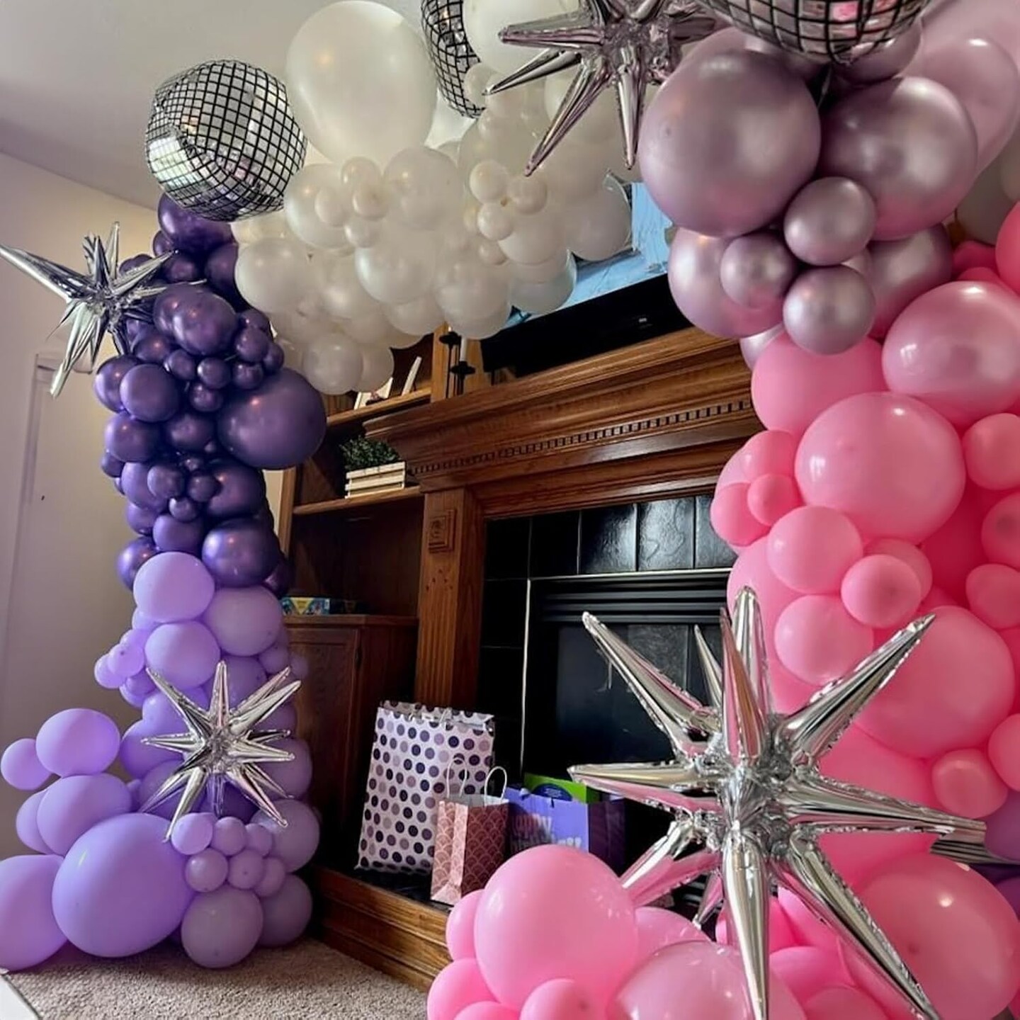 60 Packs 12 Inch Metallic Purple Pink Confetti Balloons (Pink Purple)