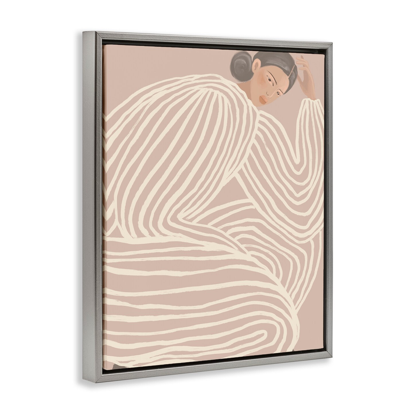 Stupell Industries Minimalist Lady in Stripes Floating Frame, design by Anna Lischenko