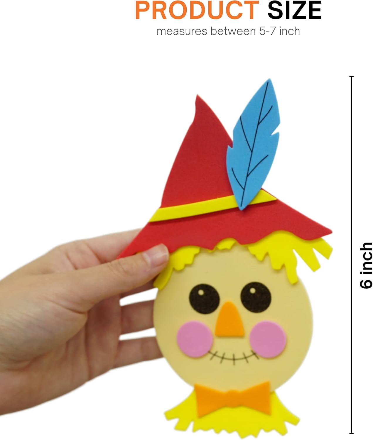 4E&#x27;s Novelty Scarecrow Fall Crafts for Kids (12 Pack) &#x2013; Foam Self Adhesive Thanksgiving Crafts with Magnet, DIY Halloween &#x26; Harvest Arts and Crafts Activity Kit, Classroom &#x26; Party Favors