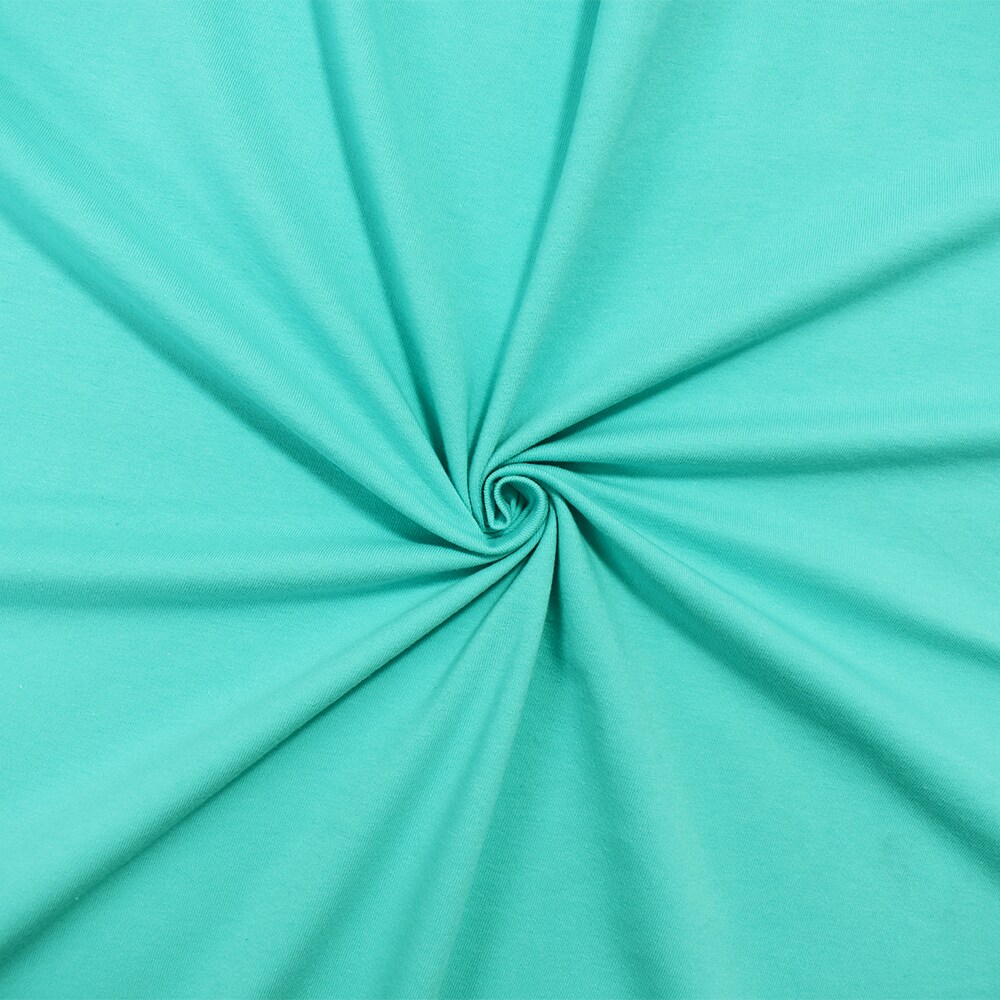 Aqua Turquoise Solid Organic Cotton Stretch Spandex Jersey Knit Fabric By the Yard