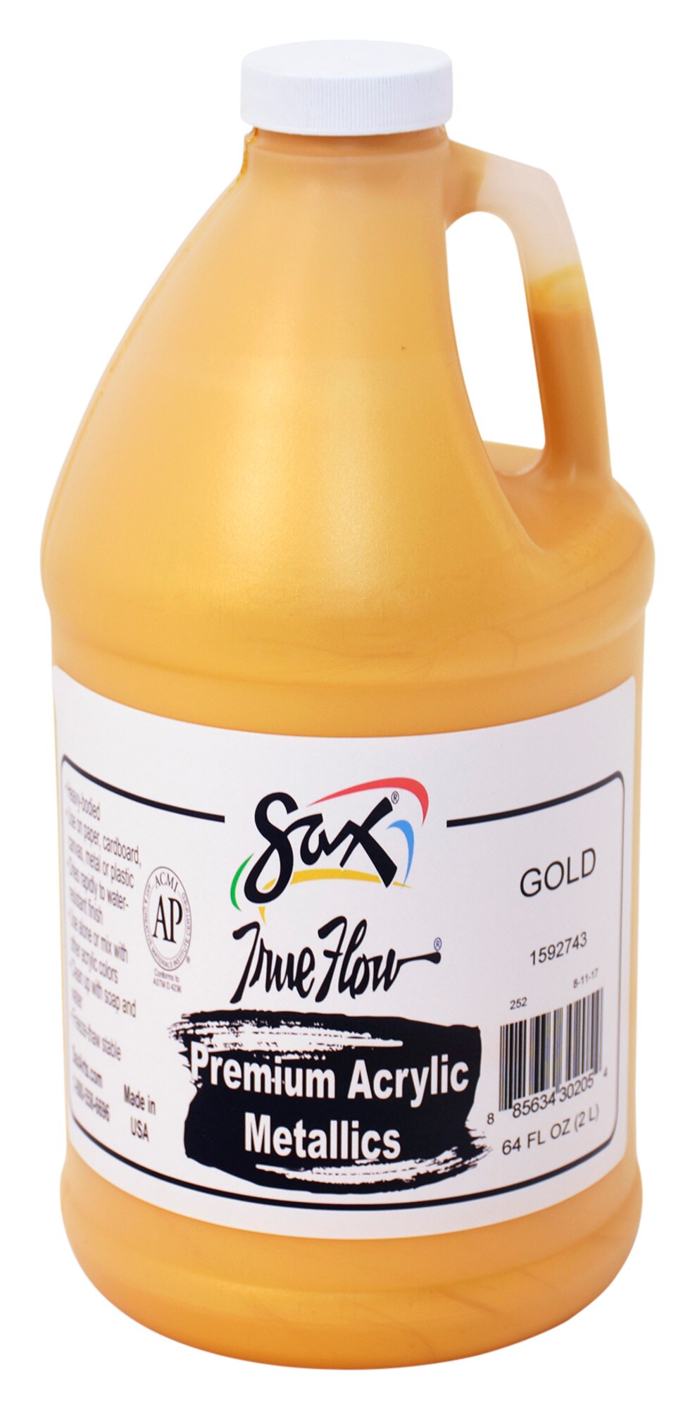 Sax Premium Heavy-Bodied Acrylic Paint, 1/2 Gallon, Metallic Gold