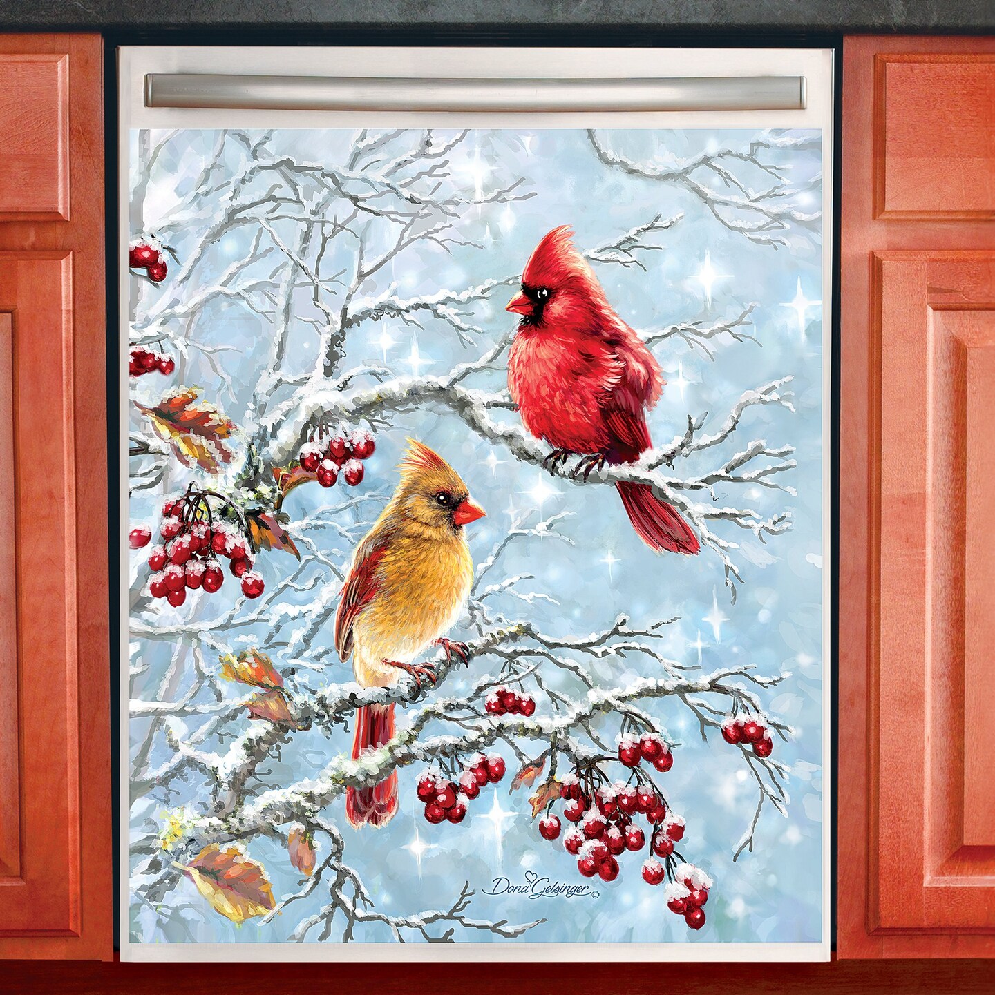 Collections Etc Winter Cardinals Holiday Kitchen Dishwasher Magnet