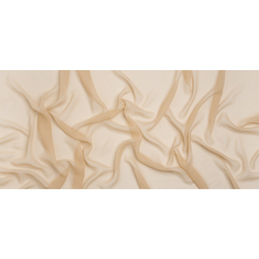 1 Yard Beige Solid Silk Georgette Fabric Lightweight Flowing Draping 53 Inch Width