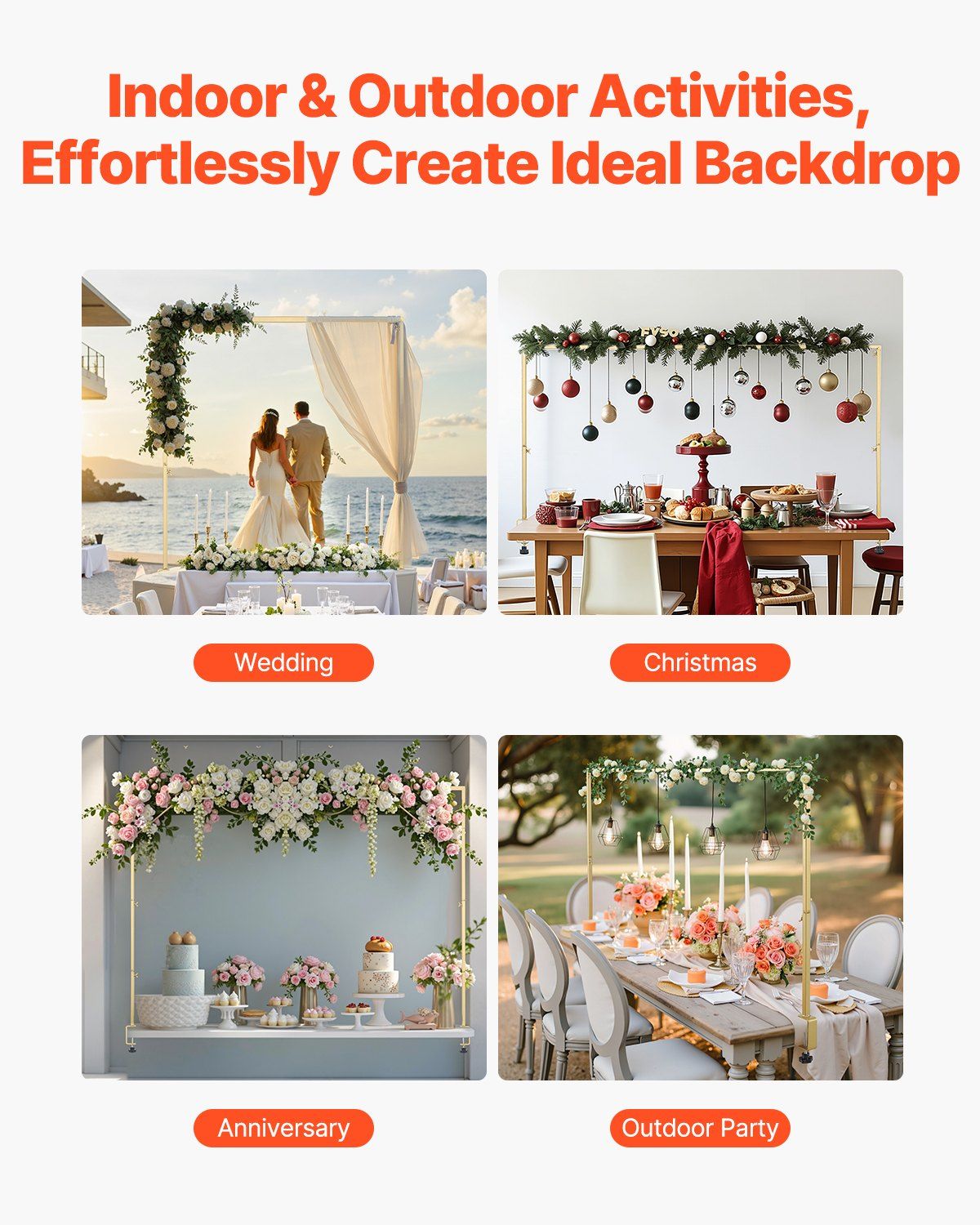 Over The Table Rod Stand with Clamps 28"-98" L Adjustable Table Arch Stand Party