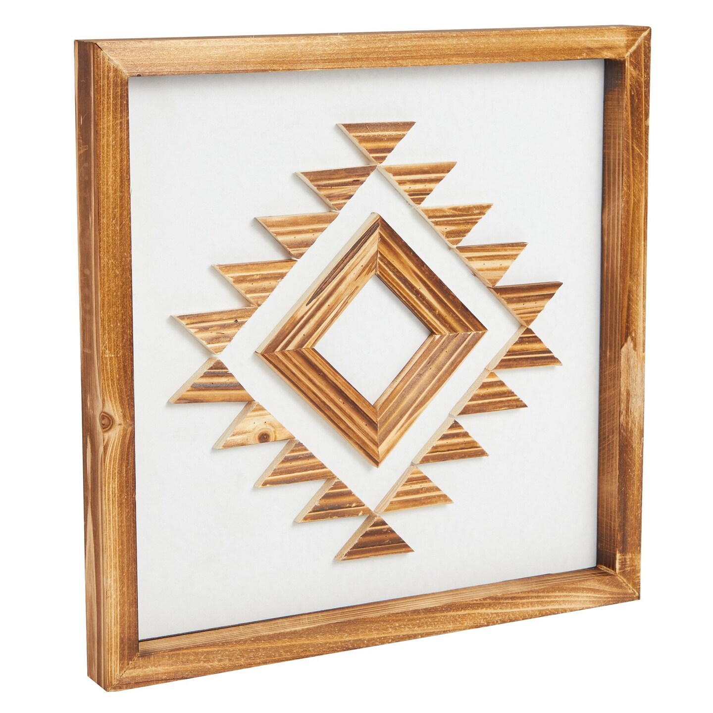 Okuna Outpost Wooden Southwest Geometric Wall Decor (13 x 13 Inches) – Rustic Bohemian Wood Wall Art for Living Room, Bedroom, Office, or Bathroom – Southwestern Wall Decor