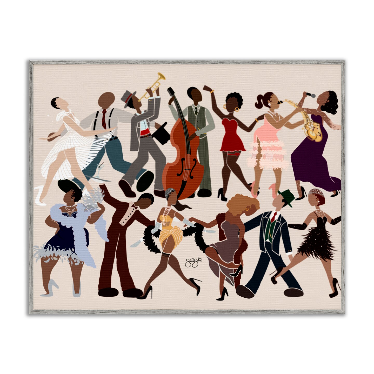 Stupell Industries Rhythm Jazz Dancers Framed Giclee, design by Sierra Siler