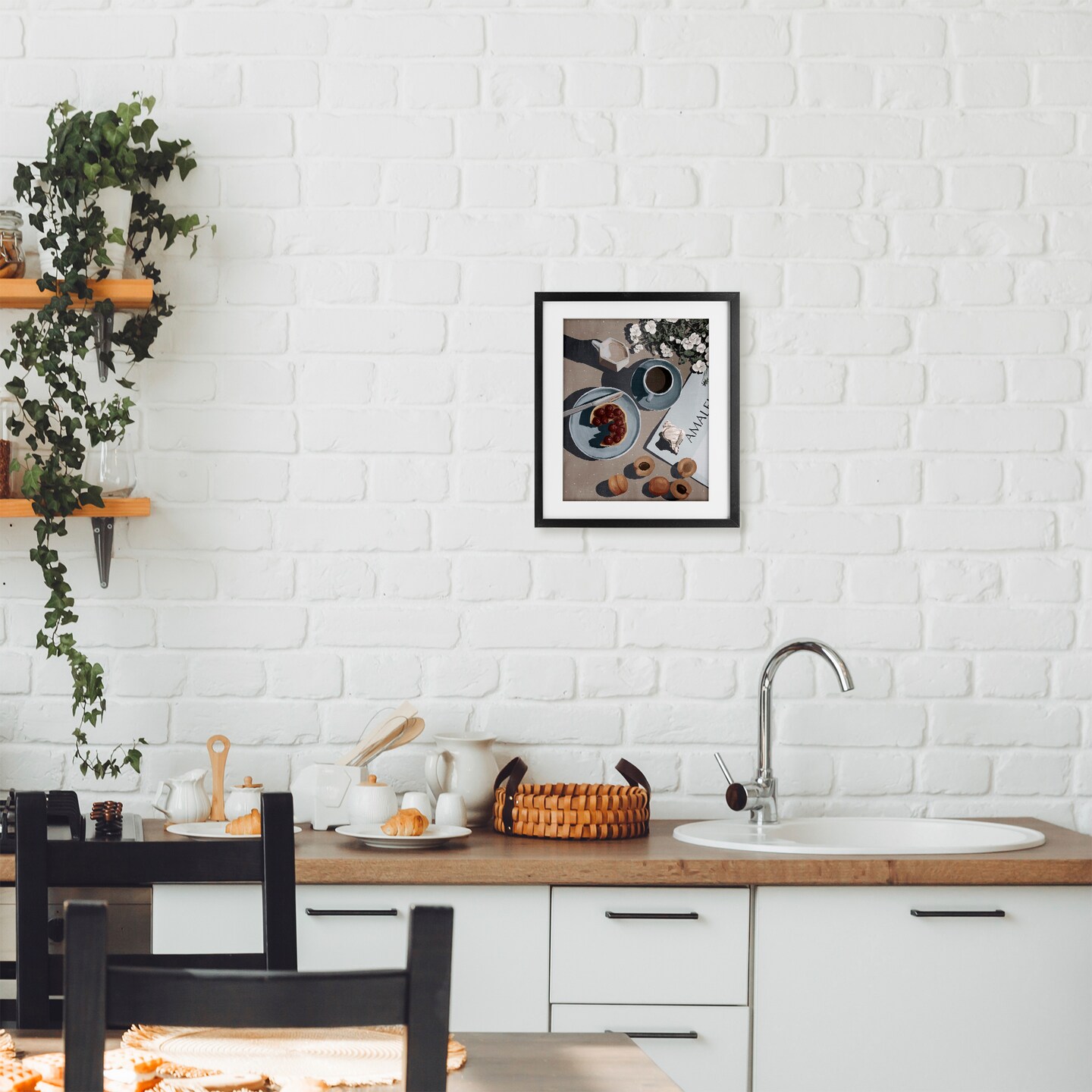 Stupell Industries Morning Brunch Fruit & Coffee Framed Print Under Glass, design by Anna Lischenko