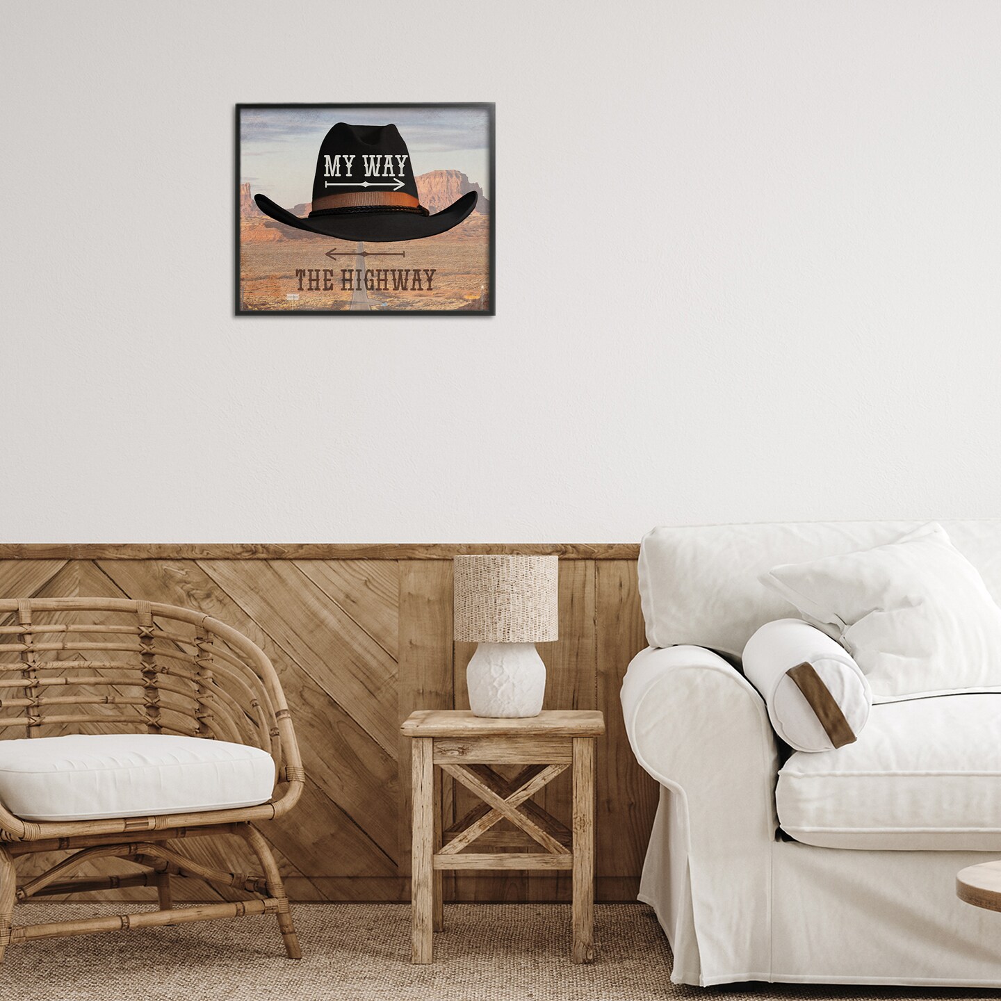 Stupell Industries My Way or Highway Cowboy Framed Giclee, design by Marcus Prime