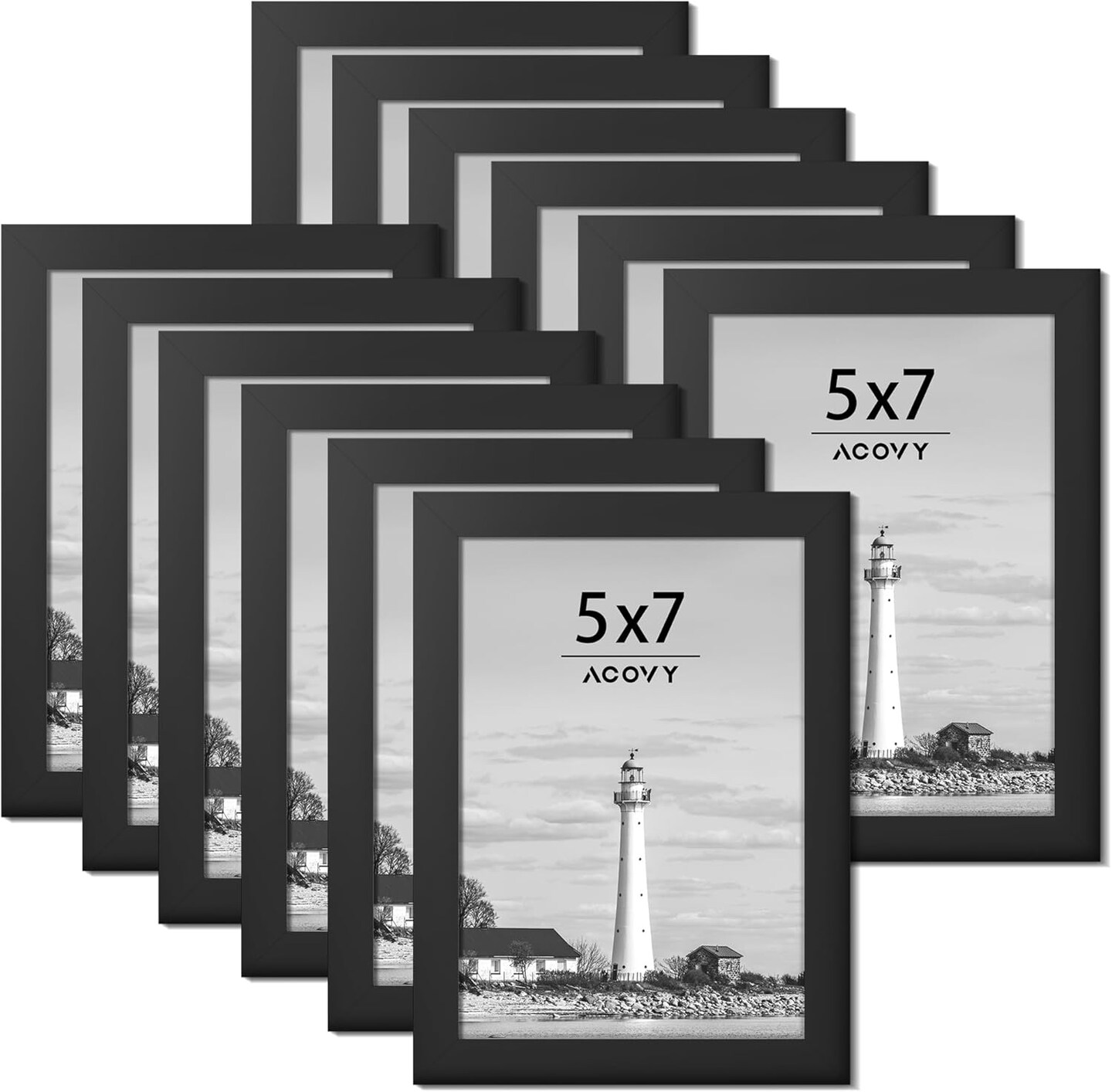 (Black, Pack of 6)5x7 Picture Frame, 5x7 Photo Frame with High Definition Plexiglass(Black) 6&#x22;L x 4&#x22;W