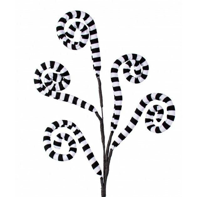 30&#x22; Ice Fabric Stripe Spiral Spray: Black &#x26; White