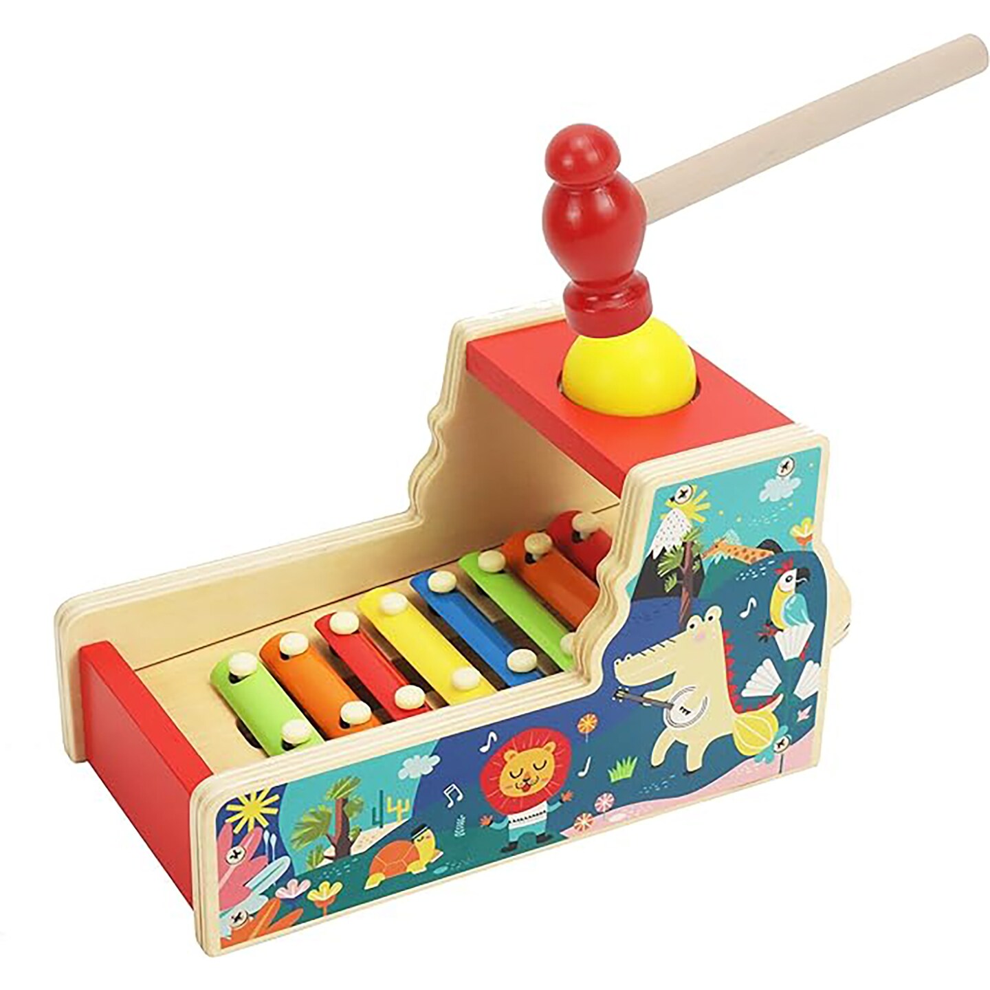 LEO & FRIENDS: Pound & Tap Bench With Slide-Out Xylophone - Wooden ...