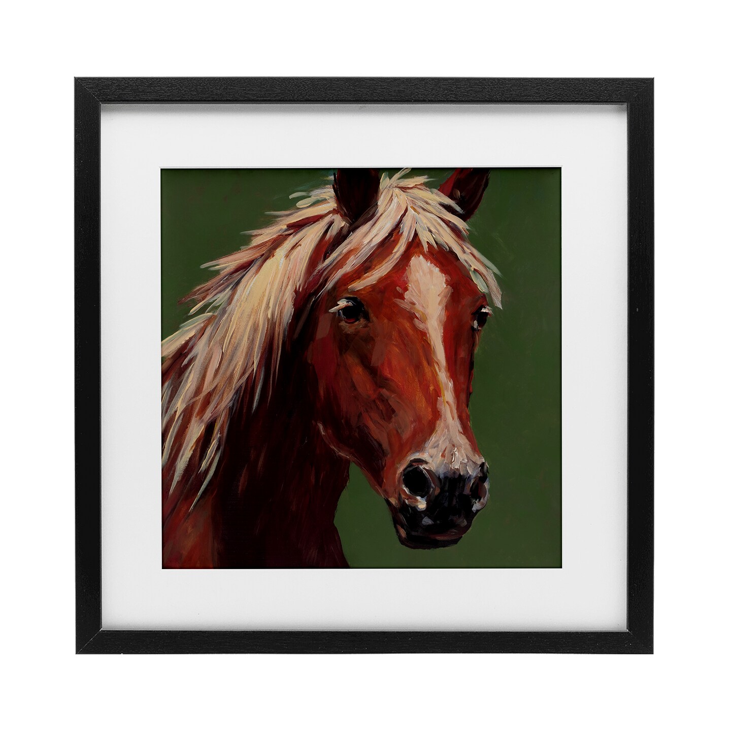 Stupell Industries Modern Horse on Green Framed Print Under Glass, design by Wani Pasion