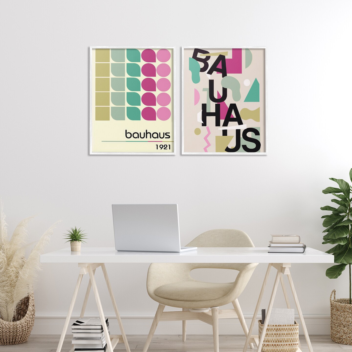 Stupell Industries Vintage 1921 Bauhaus Design 2pc Framed Giclee Set, design by Annabelle Hall