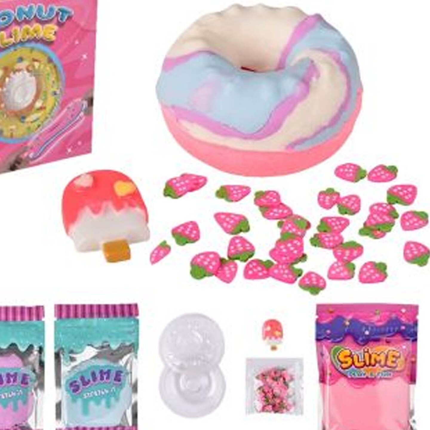 Donut Clay Slime Kit – 5.5 Inch Package with Colors, Molds & Charms