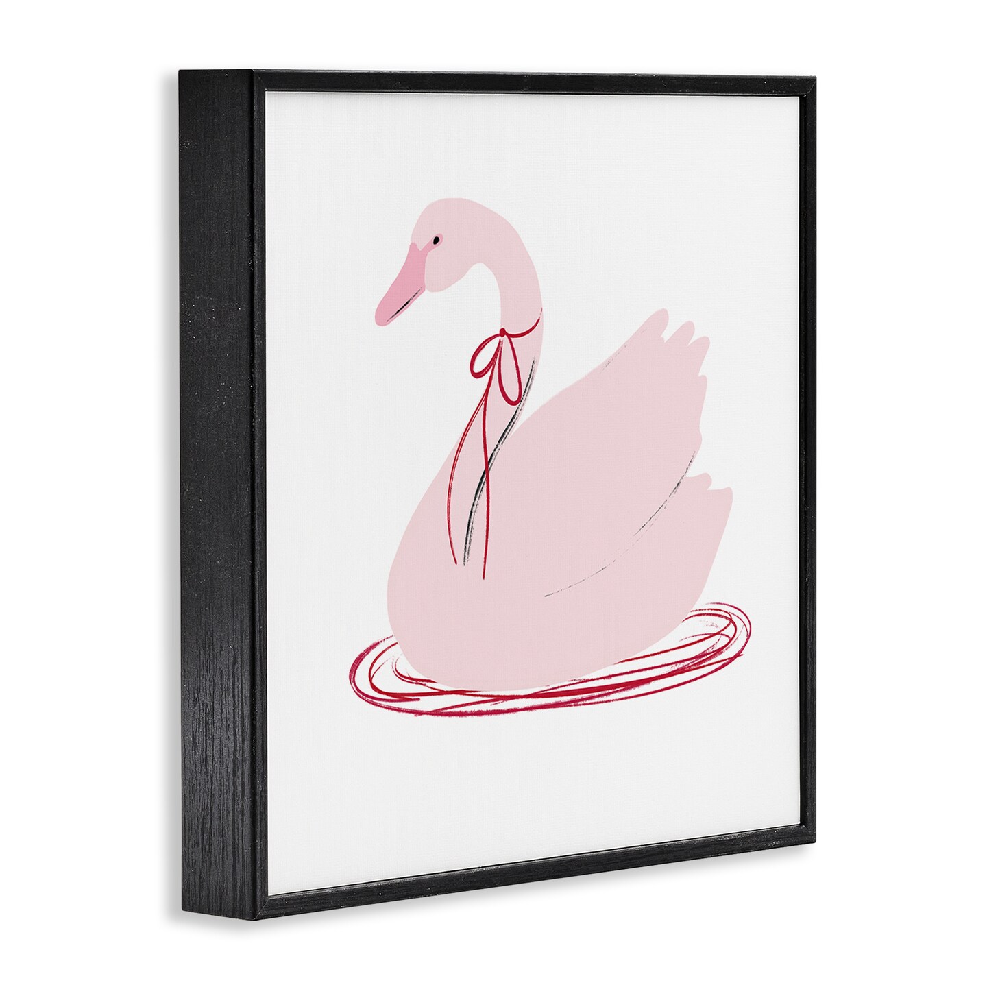 Stupell Industries Pink Swan with Bow Framed Giclee, design by Lucille Price