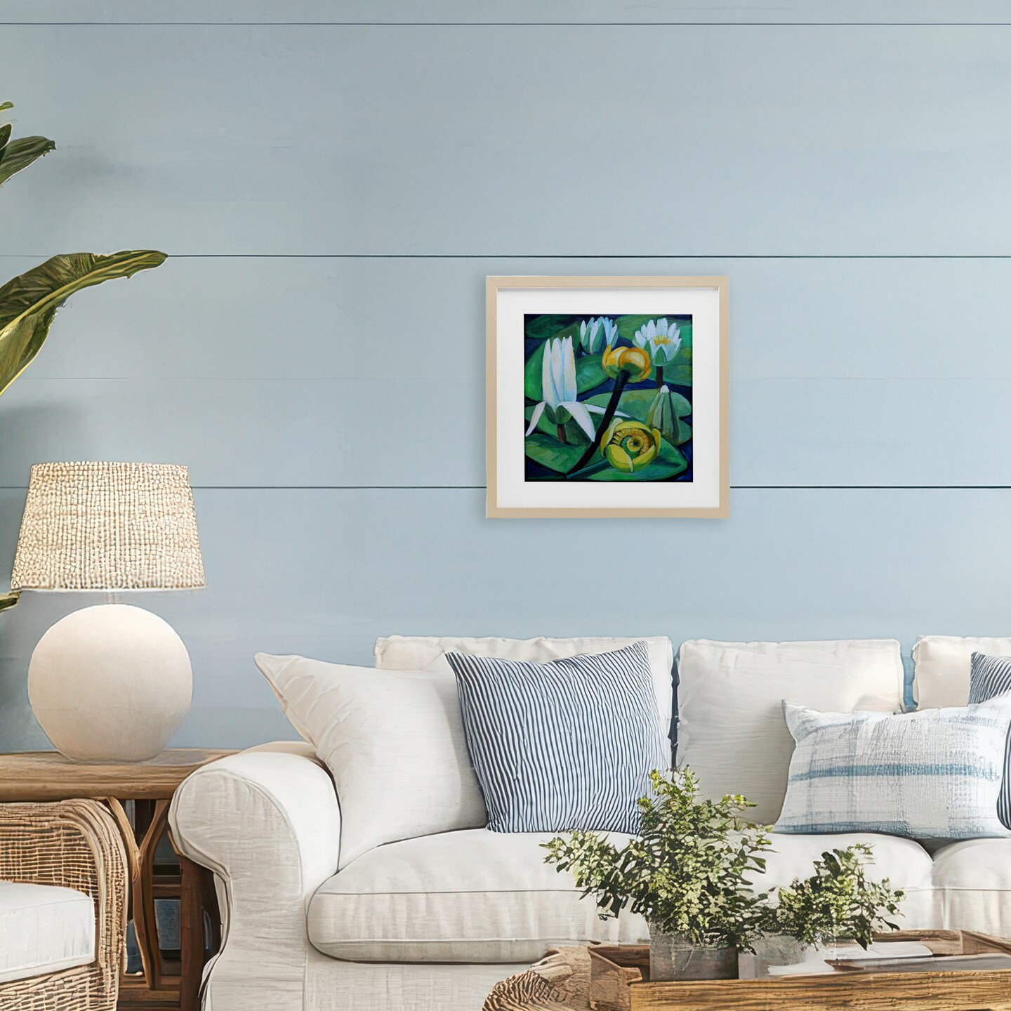 Stupell Industries Yellow & White Pond Lilies Framed Print Under Glass, design by Violeta Vollmer