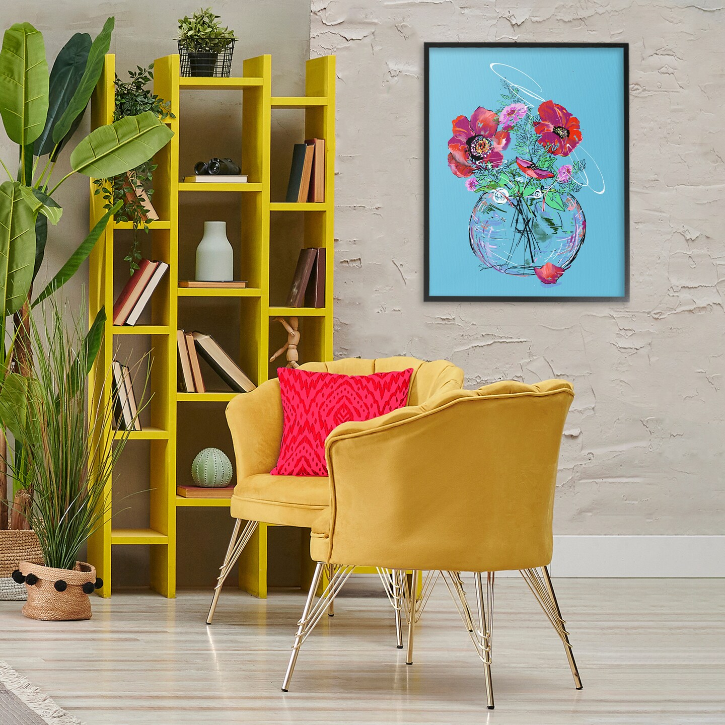 Stupell Industries Vivid Poppies in Clear Vase Framed Giclee, design by Susan Lugar