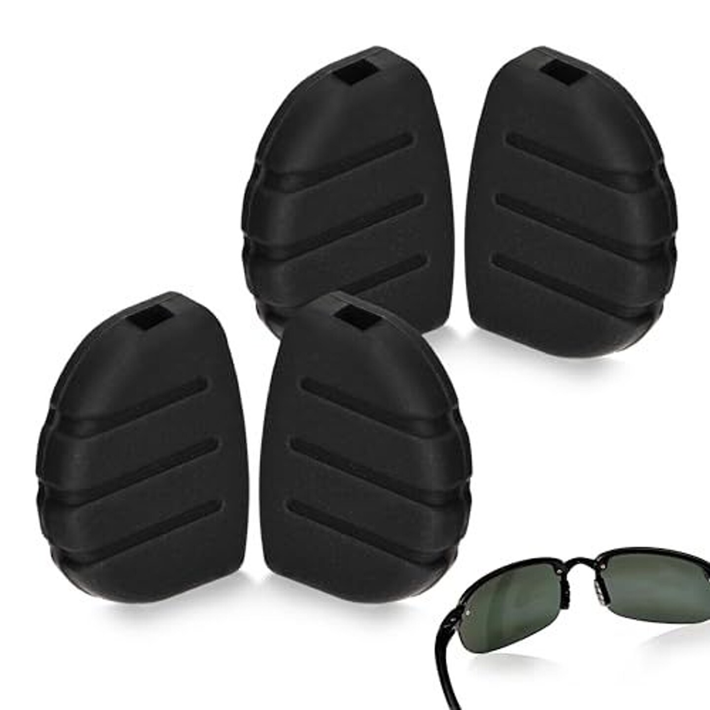 IMPRESA Slip-On Silicone Sunglass Nose Pads - 2 Pairs, Black Easy Install, Slip On Nose Pads - Compatible with Maui Jim Sport & Martini Sport shades - Universal Fit for Athletic Sunglass Frames