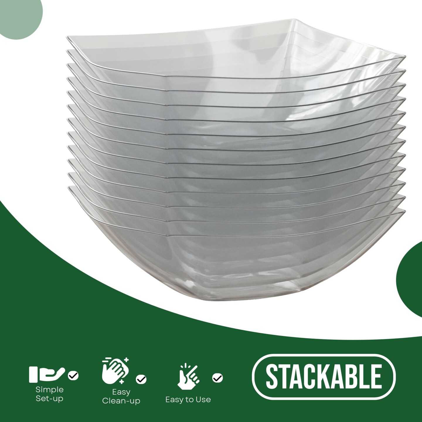 Exquisite Disposable Plastic Serving Bowls - for Parties, Salad Bar, Buffet, Candy - Bowl Set