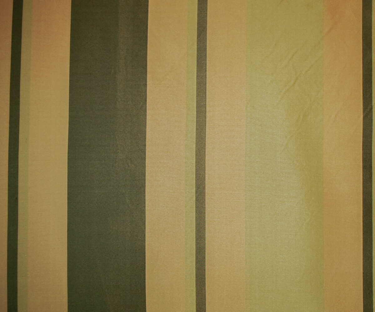 Yellow-Green-Multi Silk Iridescent Striped Taffeta Woven Fabric By the Yard