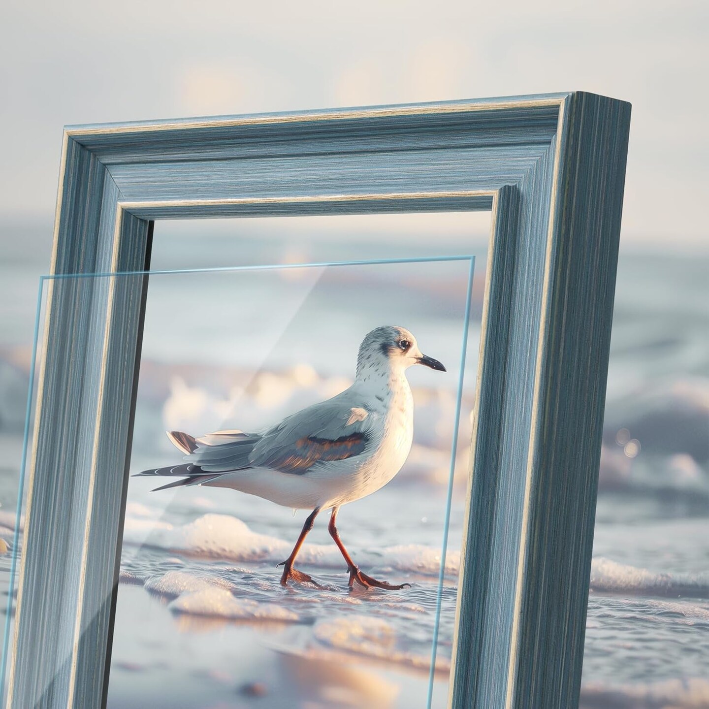 5x7 Picture Frame Vintage Retro Blue Line Texture Picture Frames Photo Frame(Blue)7"L x 5"W