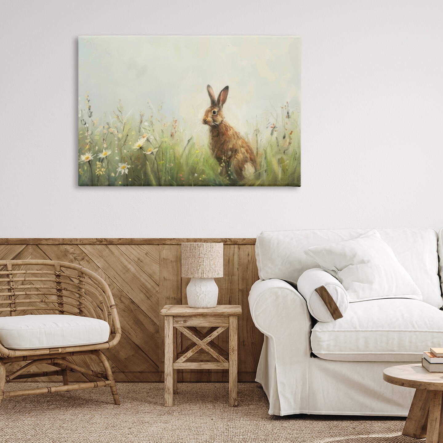 Stupell Industries Brown Rabbit with Daisies Canvas, design by LSR Design Studio