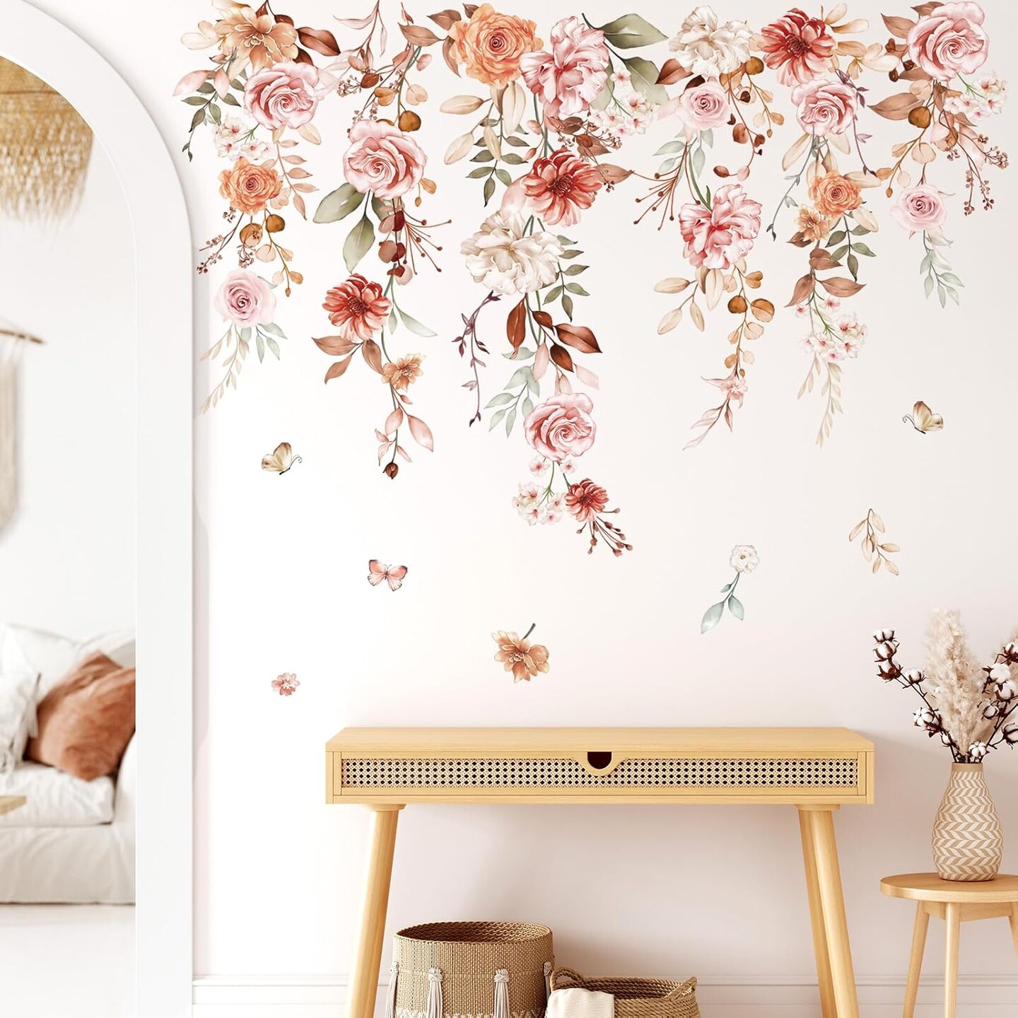 Hanging Flower Vine Wall Decals Stickers