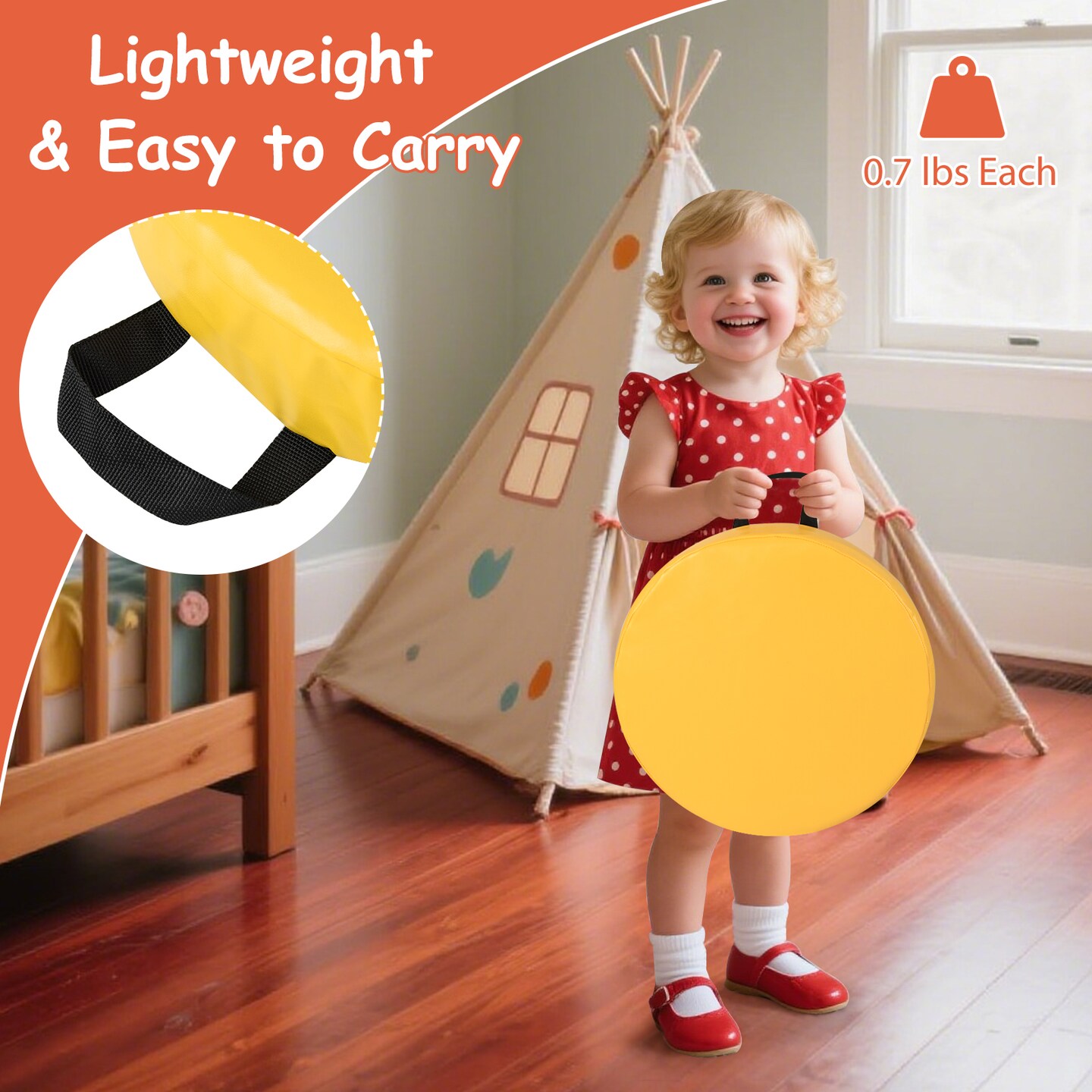 6-Piece Round Floor Cushions for Kids Play, Reading, or Study