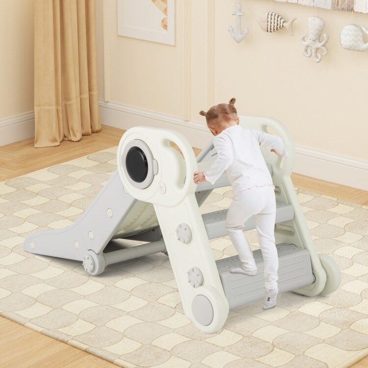 HDPE 2-in-1 Kids Slide with Foldable Climber and Handrails