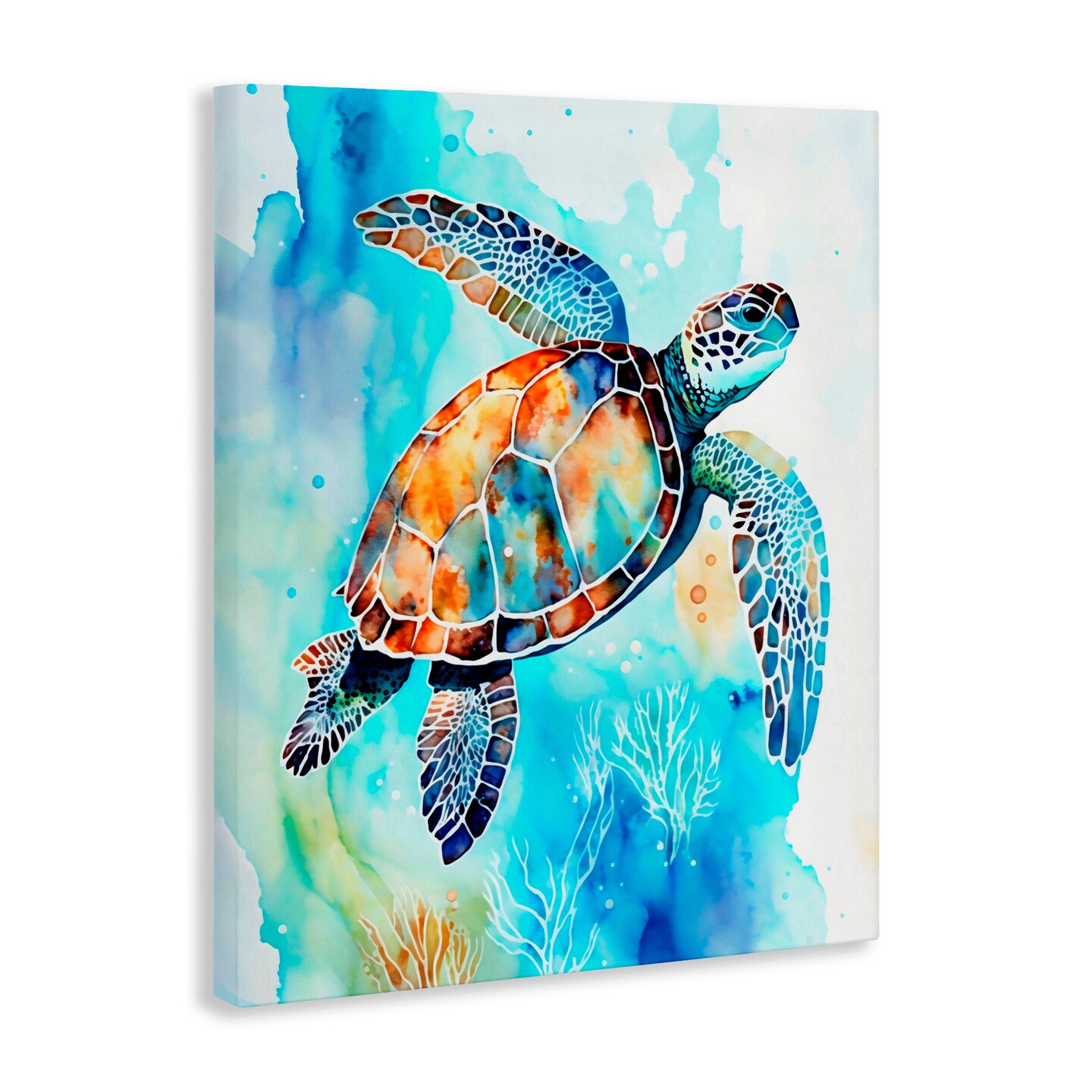 Stupell Industries Watercolor Style Sea Turtle Canvas, design by LSR Creative Studio