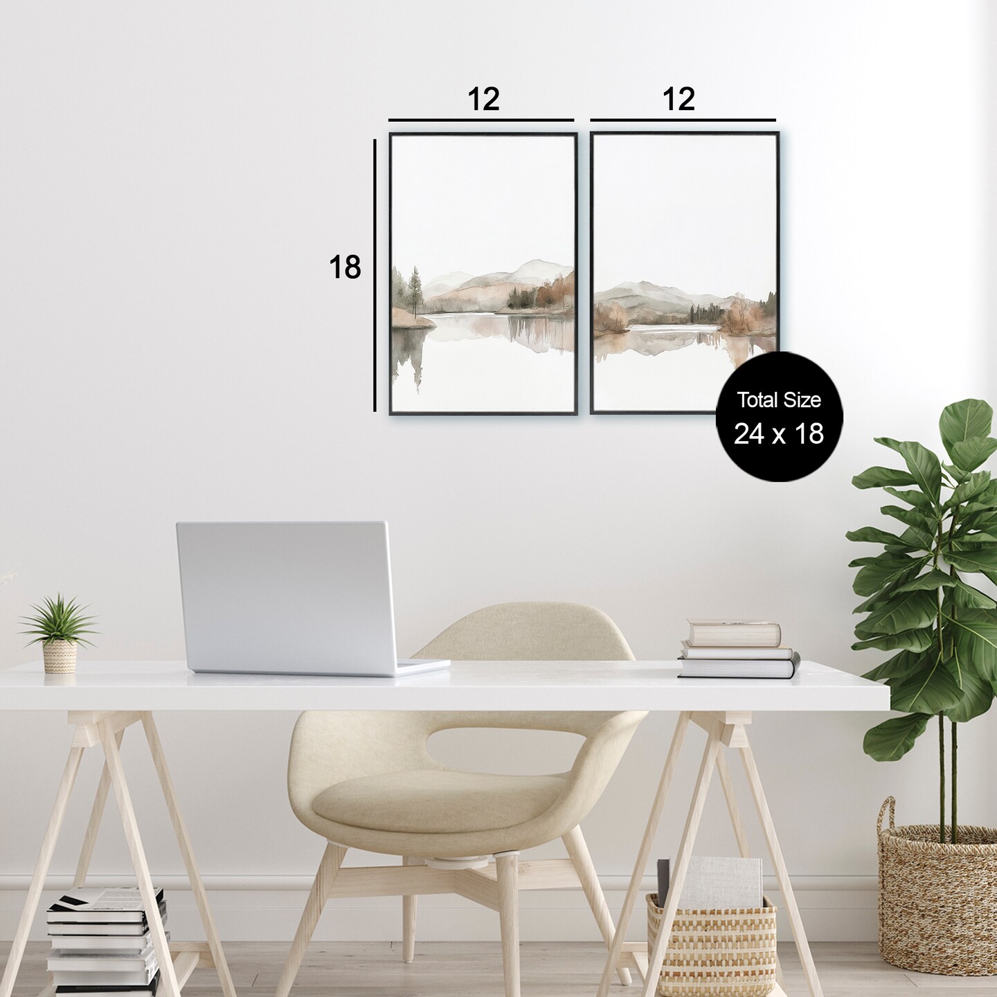 Stupell Industries Softly Flowing Landscape 2pc Framed Giclee Set, design by Mona Grace