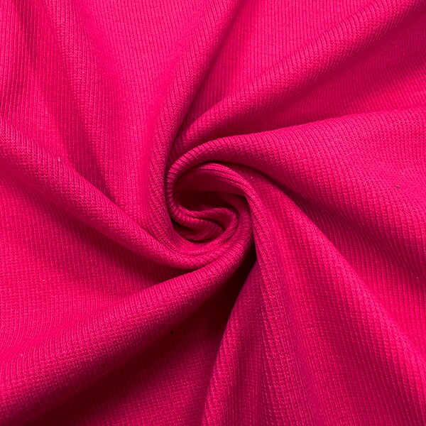 Fuschia Cotton Spandex Rib Knit Fabric By the Yard