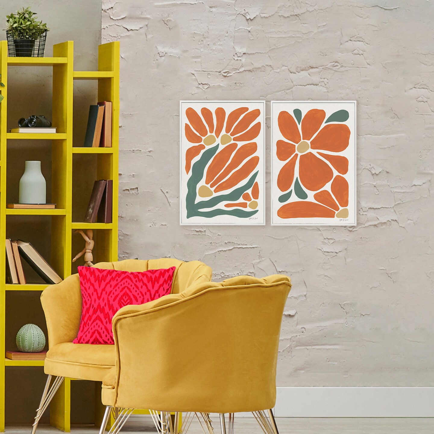 Stupell Industries Midcentury Flower Abstracts 2pc Framed Giclee Set, design by Yvette St. Amant