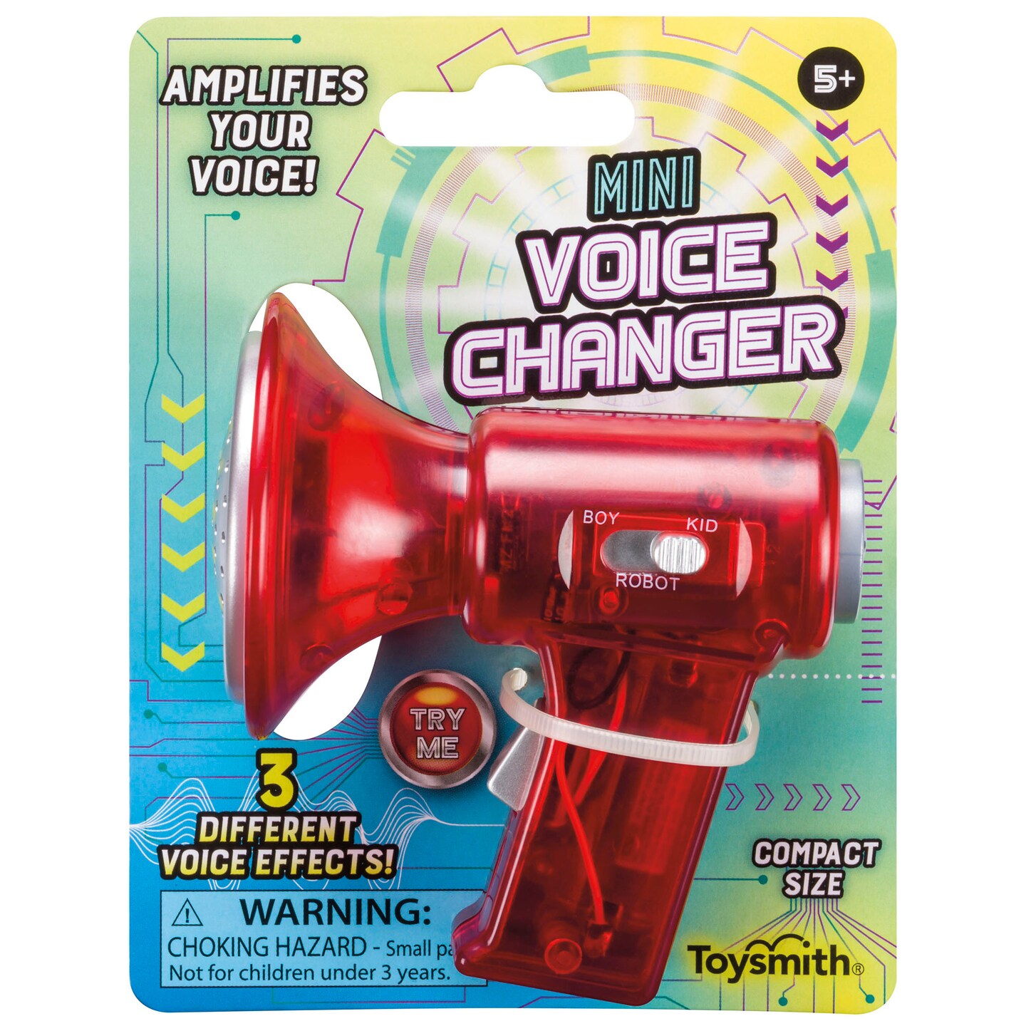 Toysmith Tech Gear Mini Multi Voice Changer, Amplifies Voice with 3 Different Voice Effects, for Boys &#x26; Girls Ages 5+, Colors Vary