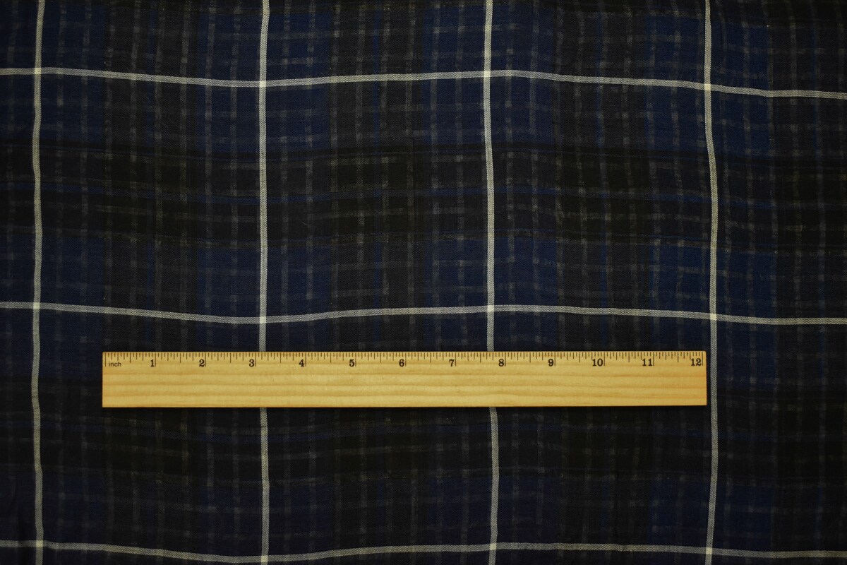 Blue-Black-White Famous Maker Cotton Plaid Check Double Gauze Woven Fabric By the Yard