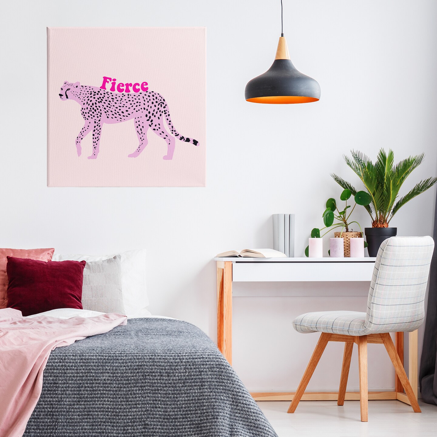 Stupell Industries Fierce Cheetah on Pink Canvas, design by Ashley Singleton