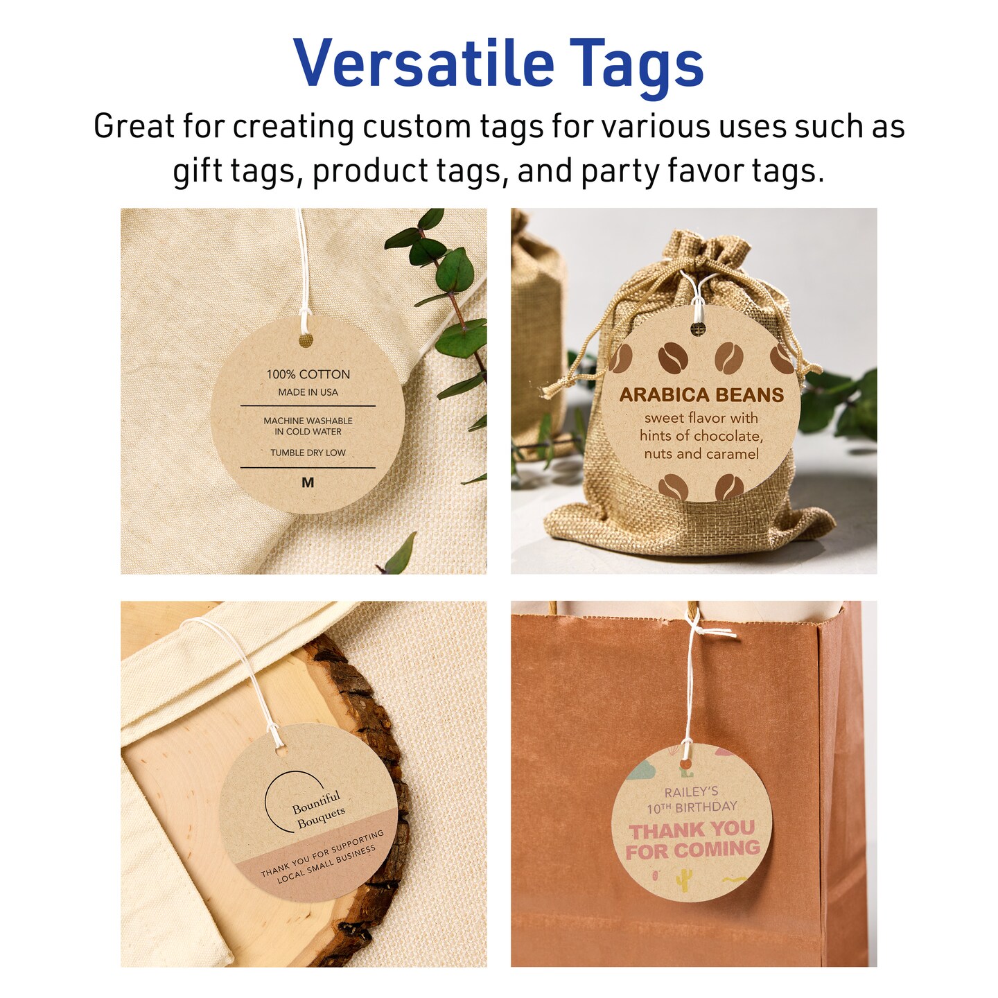 3&#x22; Diameter Round, Kraft Brown Printable Tags