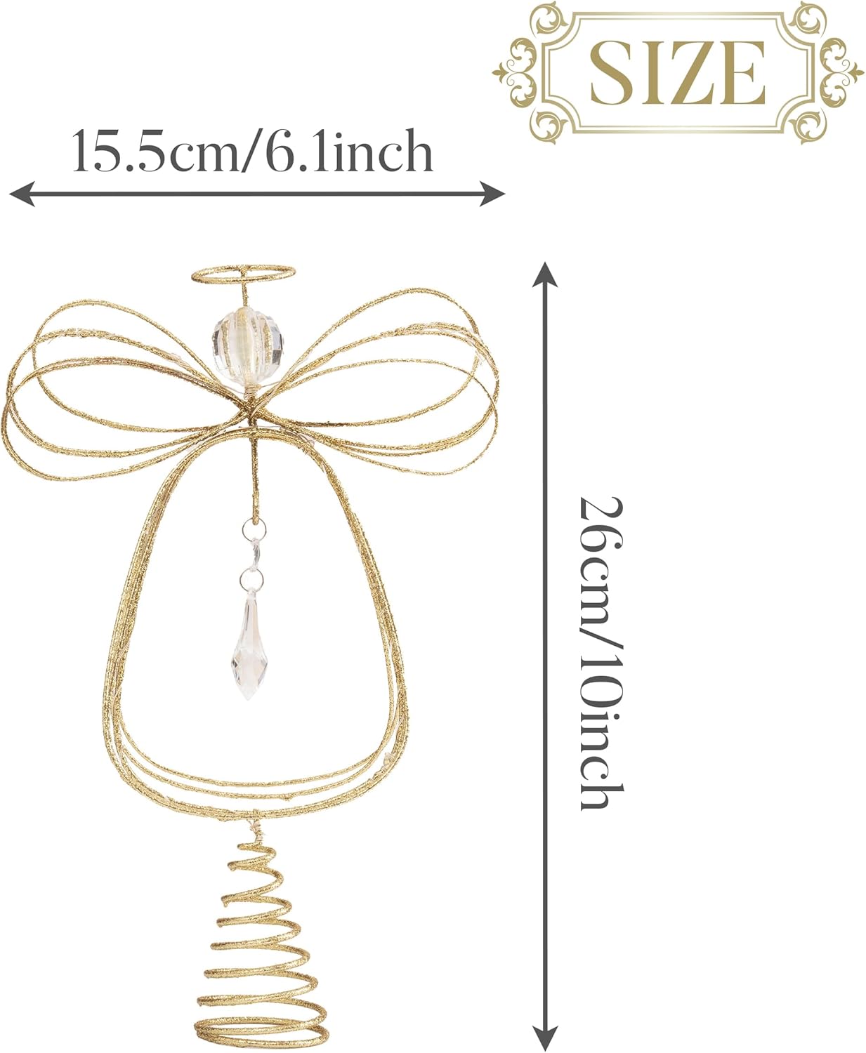 10 Inch Lighted Christmas Tree Topper Angel with Timer(Gold)