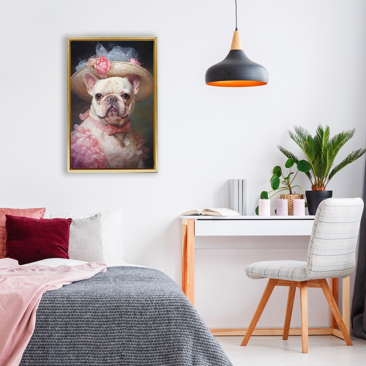 Stupell Industries Pink Victorian Frenchie Floating Frame, design by Wumples