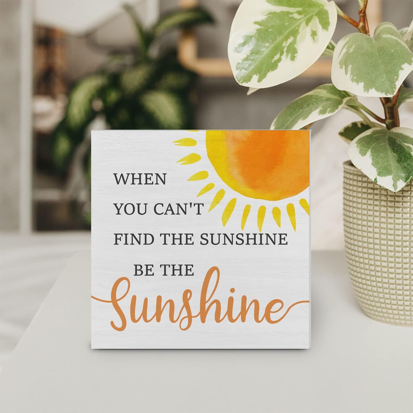 Country Sunshine Summer Tabletop Decor Desk Sign Summer Sunshine Quote Sun Wooden Box Block Sign