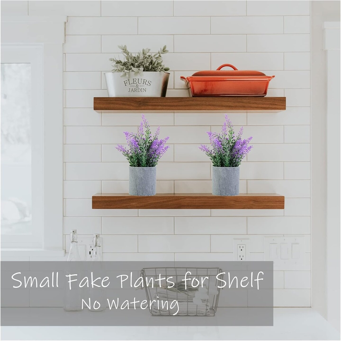 Artificial Summer Lavender Plant in Pots - Faux Lavender Flowers Decor &#x2013; Fake Flowers Purple Decor Summer Plant Potted Bathroom Bedroom Kitchen Farmhouse Home 2 Pack