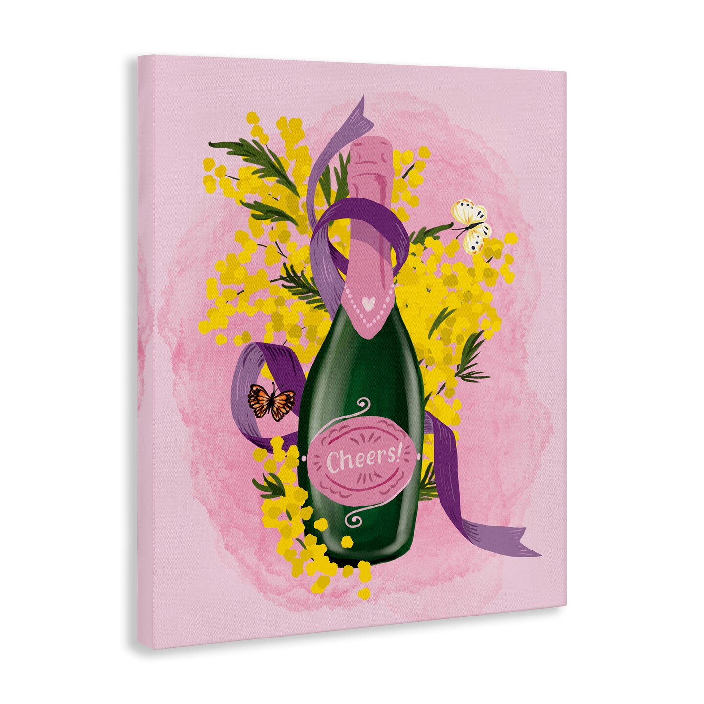 Stupell Industries Floral Champagne Bottle Canvas Wall Art Design by Be Ni La
