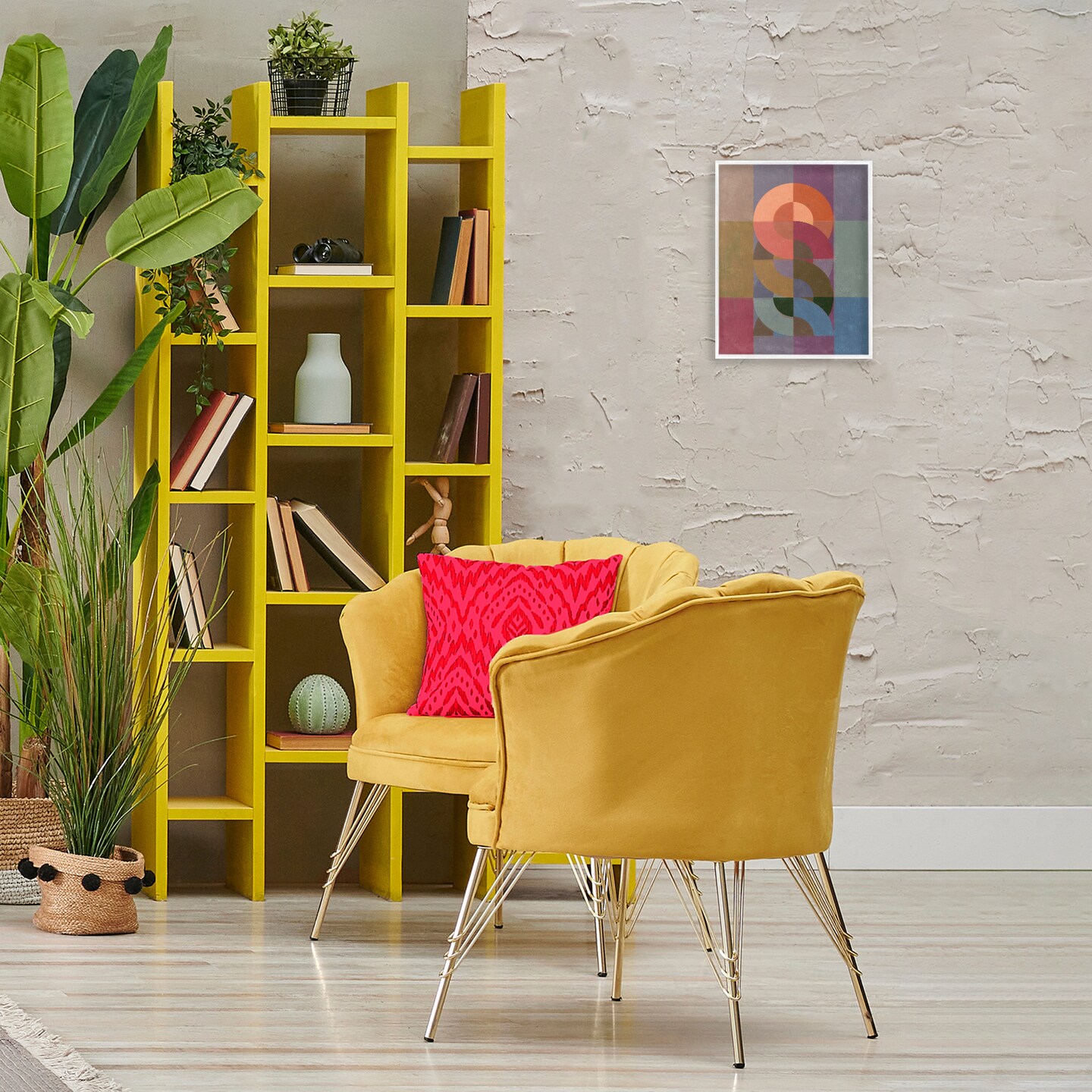 Stupell Industries Retro Interlocking Circles Framed Giclee Wall Art Design by Victoria Barnes