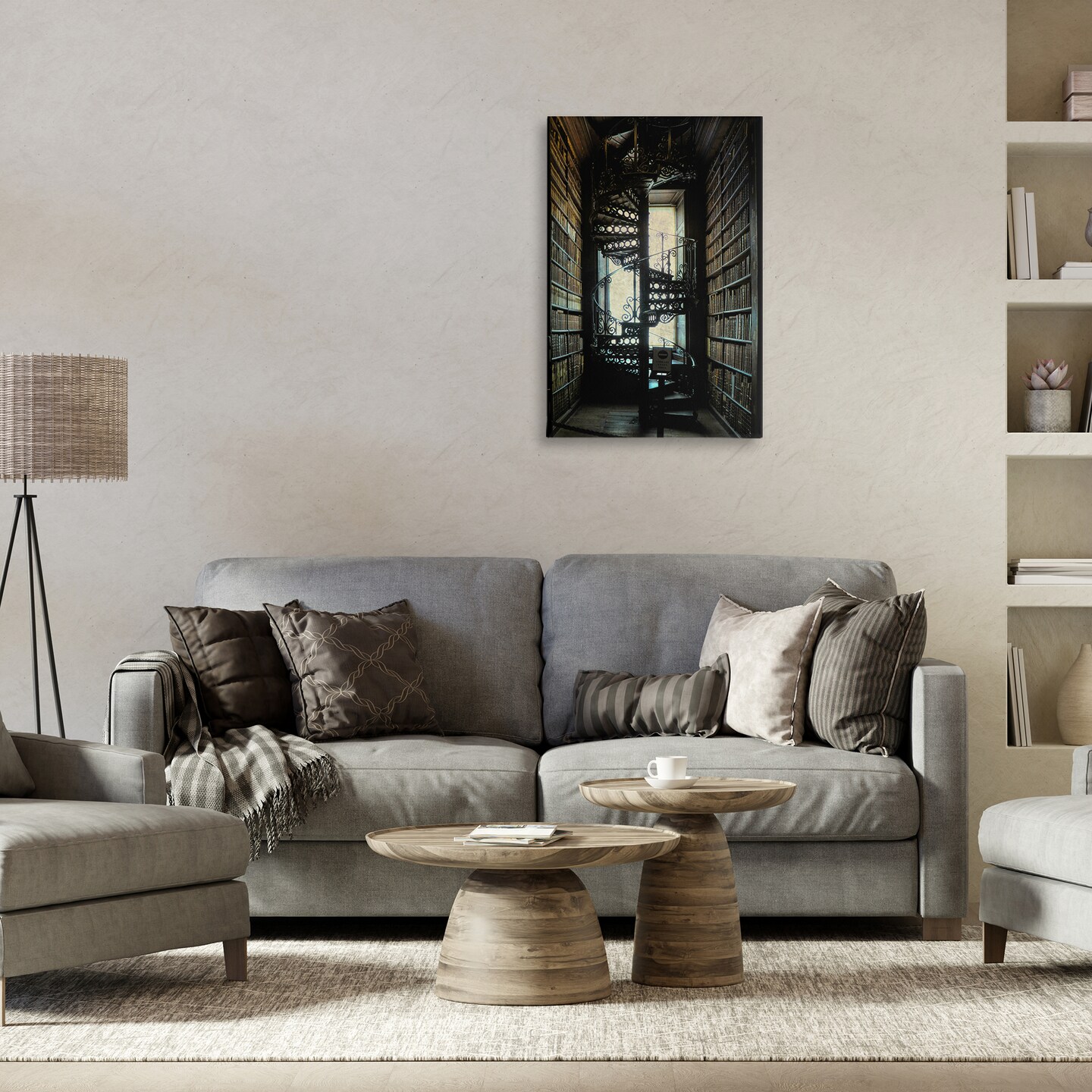 Stupell Industries Vintage Library Spiral Stairs Canvas Wall Art Design by Graffi*tee Studios