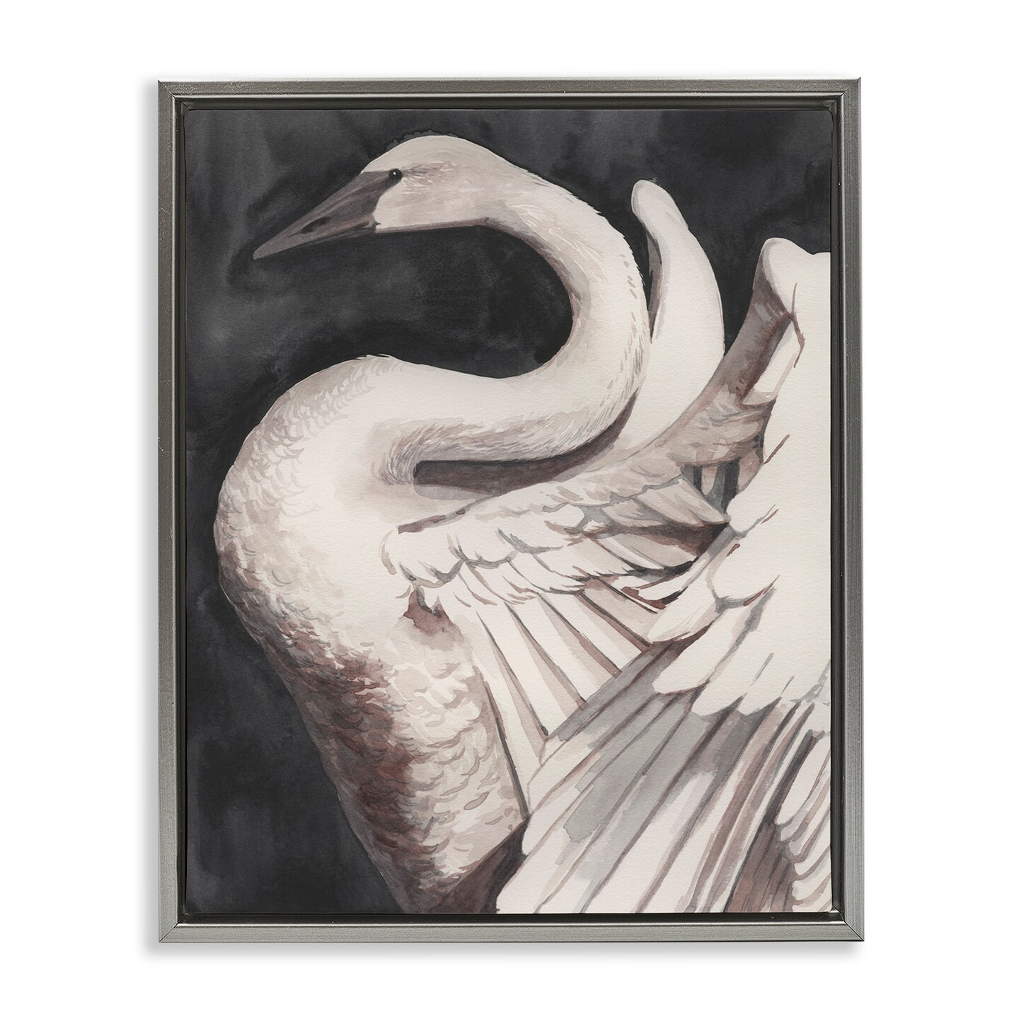 Stupell Industries Swan Spreading Wings Floater Framed Canvas Wall Art Design by Grace Popp