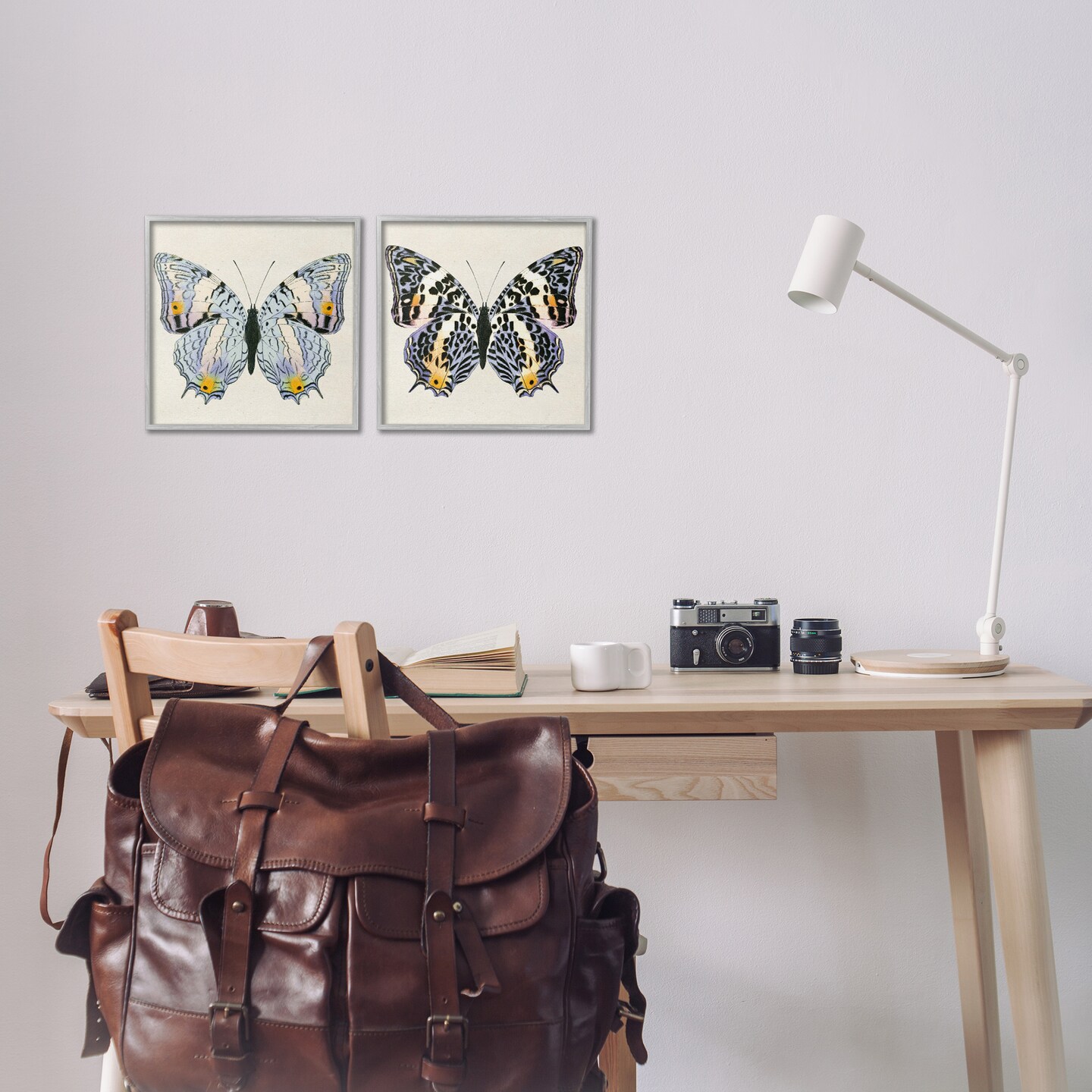 Stupell Industries Butterflies with Yellow Details 2pc Framed Giclee Wall Art Set Design by Susan Arnot
