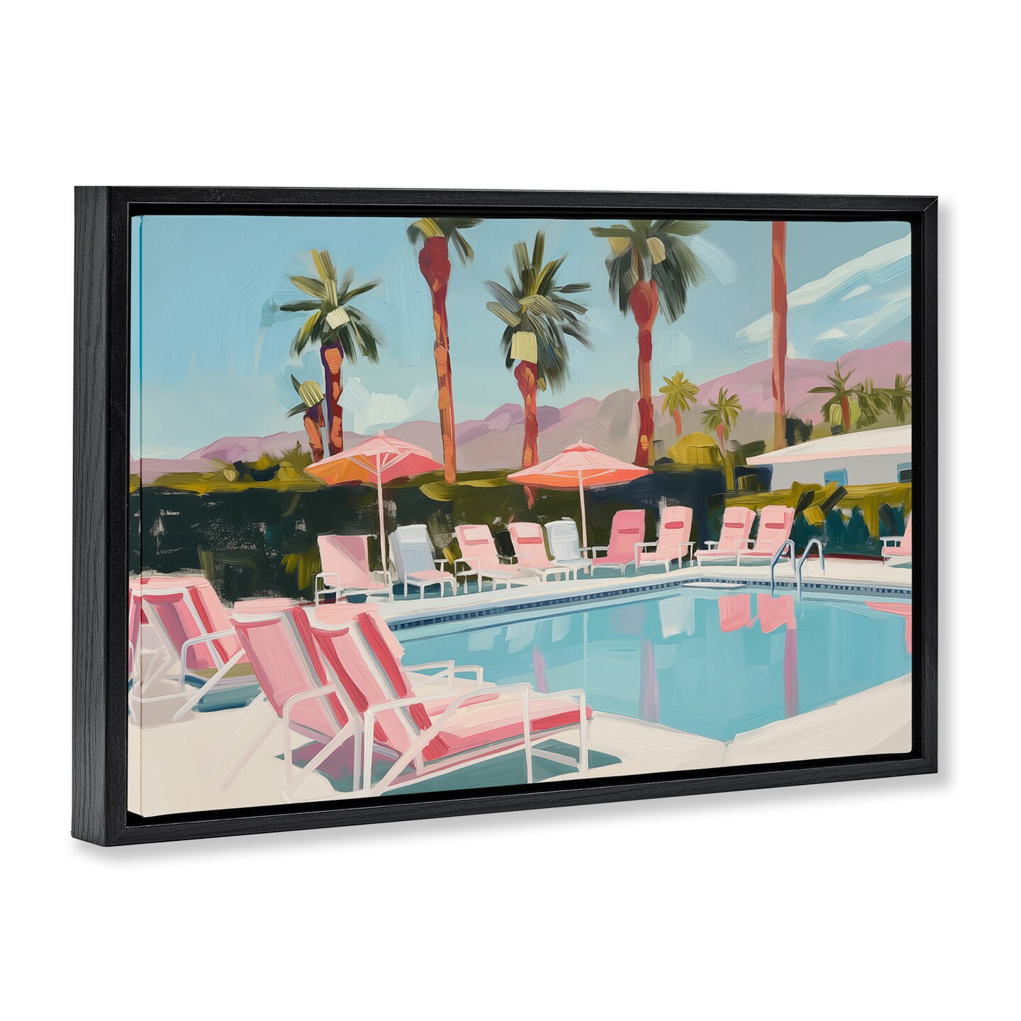 Stupell Industries Palm Springs Swimming Pool Floater Framed Canvas Wall Art Design by Arlington Prints